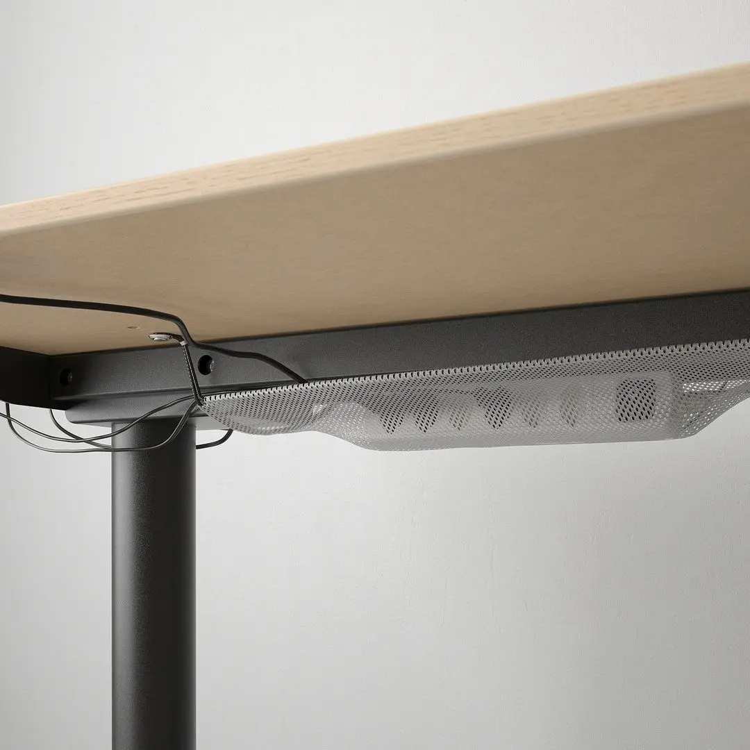 Masa de birou Ikea Bekant electro/furnir stejar 160x80 (Alb/Negru) - 6