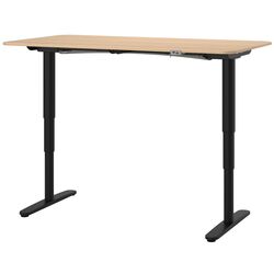 Masa de birou Ikea Bekant electro/furnir stejar 160x80 (Alb/Negru) Thumb