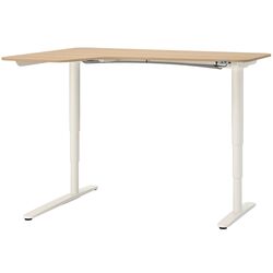 Masa de birou Ikea Bekant electro/colt stanga/furnir stejar 160x110 (Alb) Thumb