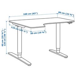 Masa de birou Ikea Bekant electro/colt stanga/furnir stejar 160x110 (Alb) Thumb