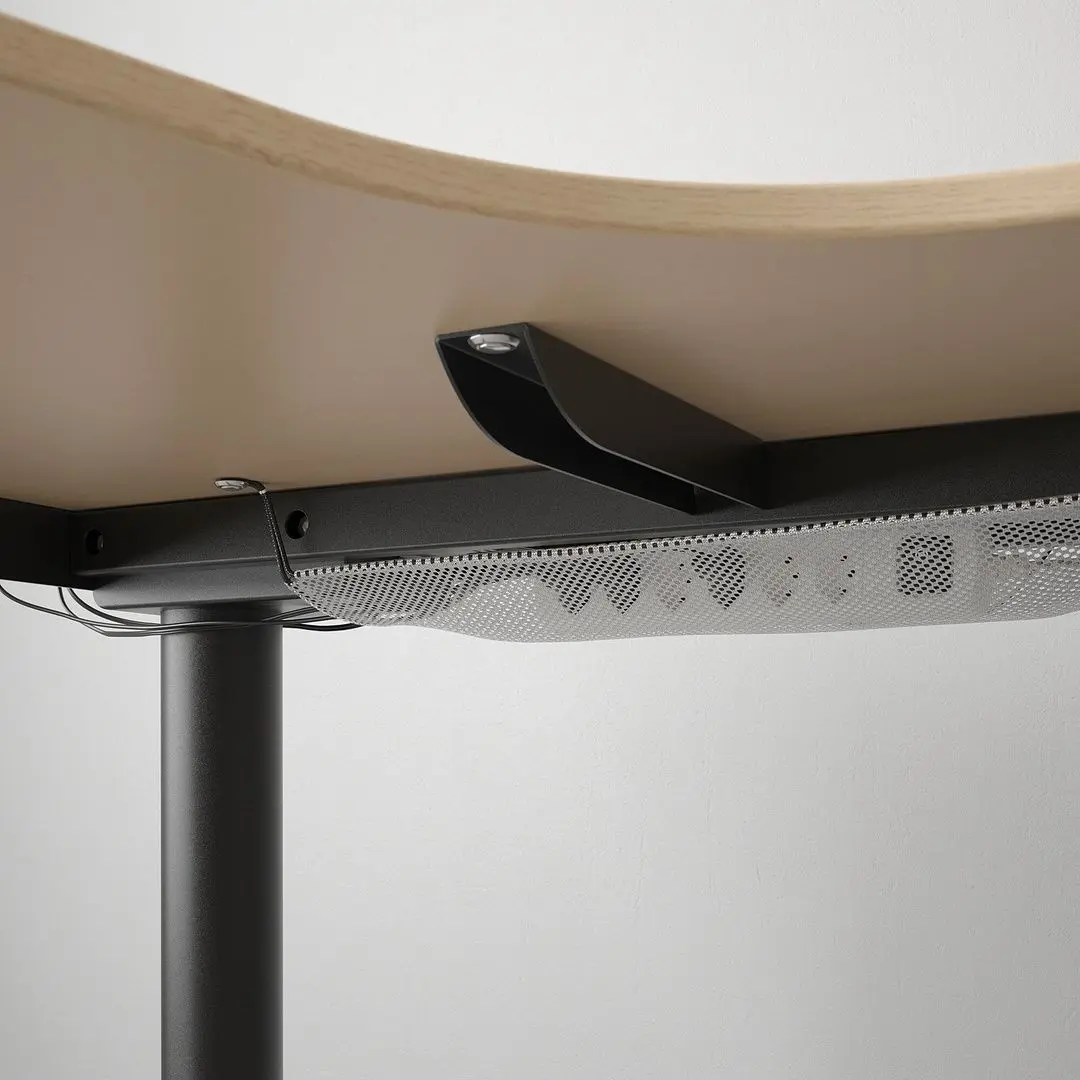 Masa de birou Ikea Bekant electro/colt stanga/furnir stejar 160x110 (Alb/Negru) - 2