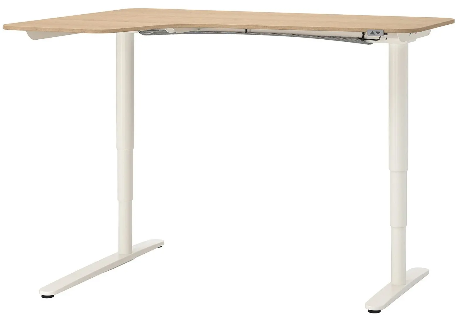 Masa de birou Ikea Bekant electro/colt stanga/furnir stejar 160x110 (Alb)