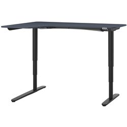 Masa de birou Ikea Bekant electro/colt stanga/linoleum 160x110 (Albastru/Negru)