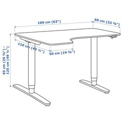 Письменный стол Ikea Bekant электро/левый угол/линолеум 160x110 (Синий/Черный) Thumb