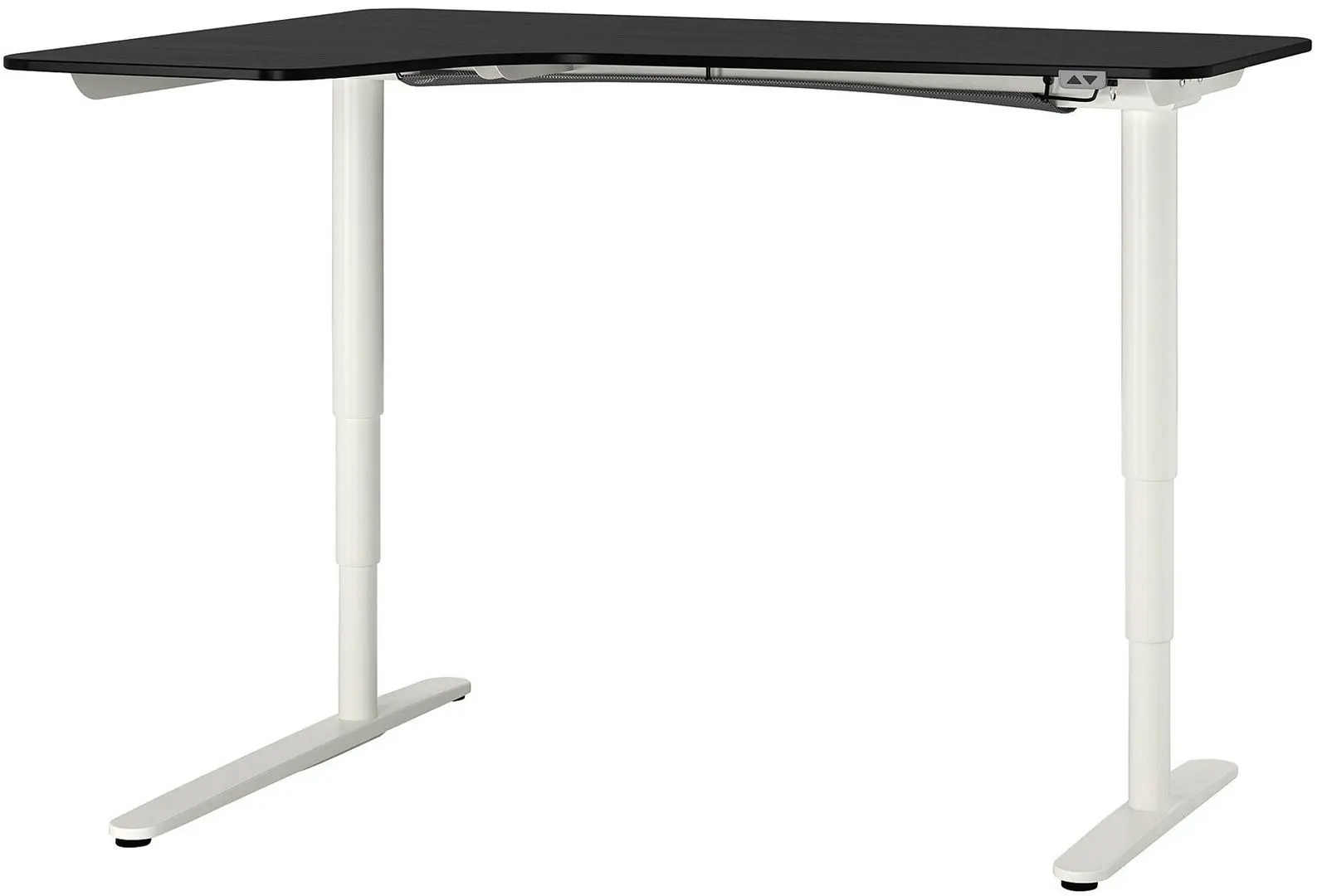 Masa de birou Ikea Bekant electro/colt stanga/furnir frasin 160x110 (Negru/Alb)