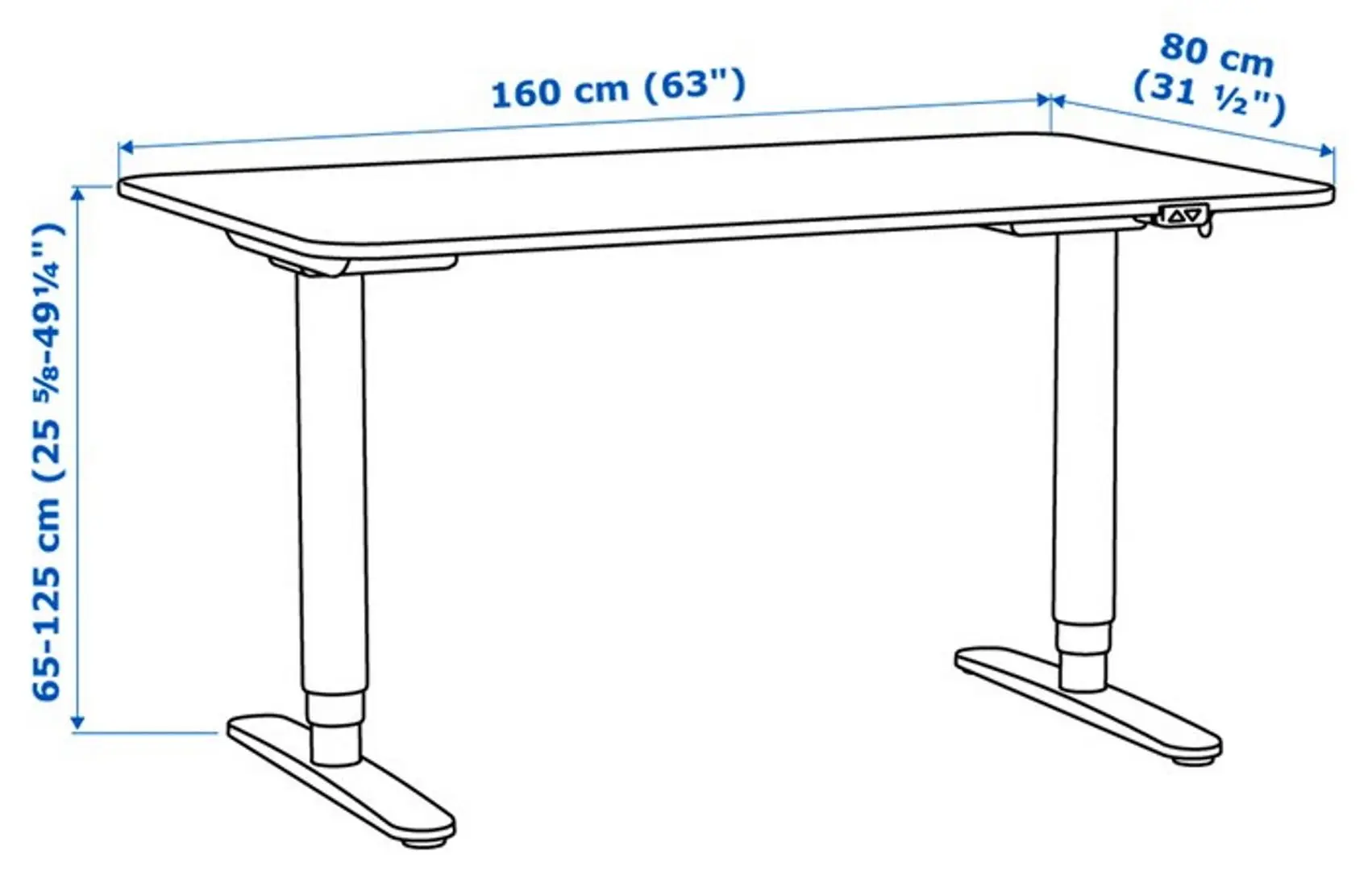 Письменный стол Ikea Bekant электро/линолеум 160x80 (Синий/Черный)