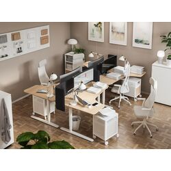 Masa de birou Ikea Bekant electro/colt dreapta/furnir stejar 160x110 (Alb) Thumb