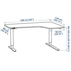 Masa de birou Ikea Bekant electro/colt dreapta/furnir stejar 160x110 (Alb) Thumb