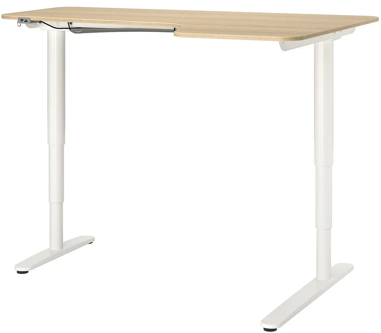Masa de birou Ikea Bekant electro/colt dreapta/furnir stejar 160x110 (Alb)