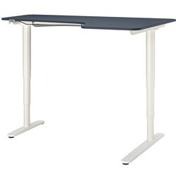 Masa de birou Ikea Bekant electro/colt dreapta/linoleum 160x110 (Albastru/Alb)