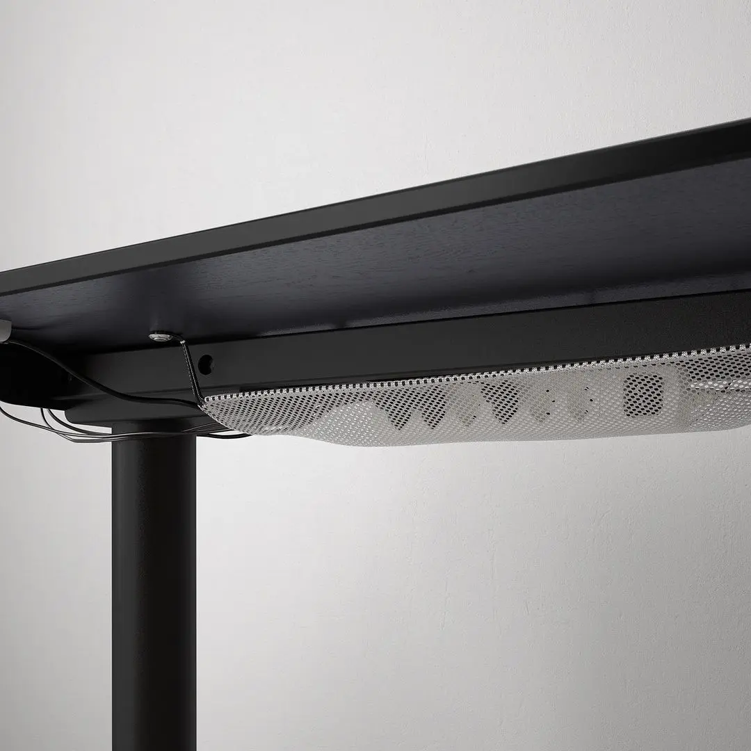 Masa de birou Ikea Bekant electro/colt dreapta/furnir frasin 160x110 (Negru) - 2