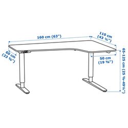 Masa de birou Ikea Bekant electro/colt dreapta/furnir frasin 160x110 (Negru) Thumb