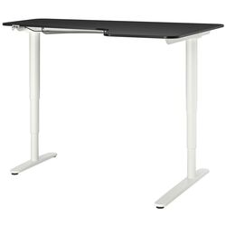 Masa de birou Ikea Bekant electro/colt dreapta/furnir frasin 160x110 (Negru/Alb) Thumb