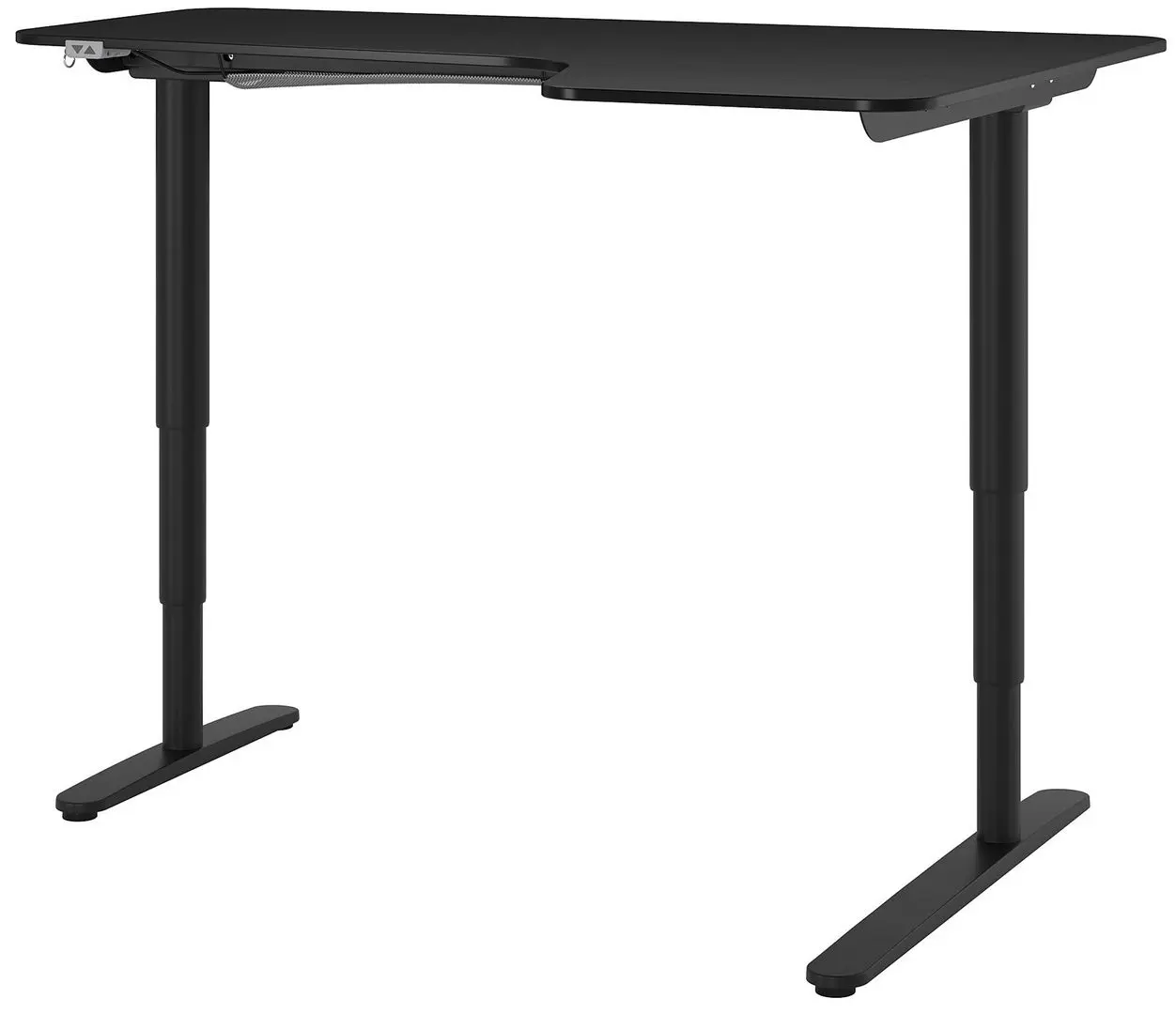 Masa de birou Ikea Bekant electro/colt dreapta/furnir frasin 160x110 (Negru)