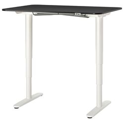 Masa de birou Ikea Bekant electro/furnir frasin 120x80 (Negru/Alb)