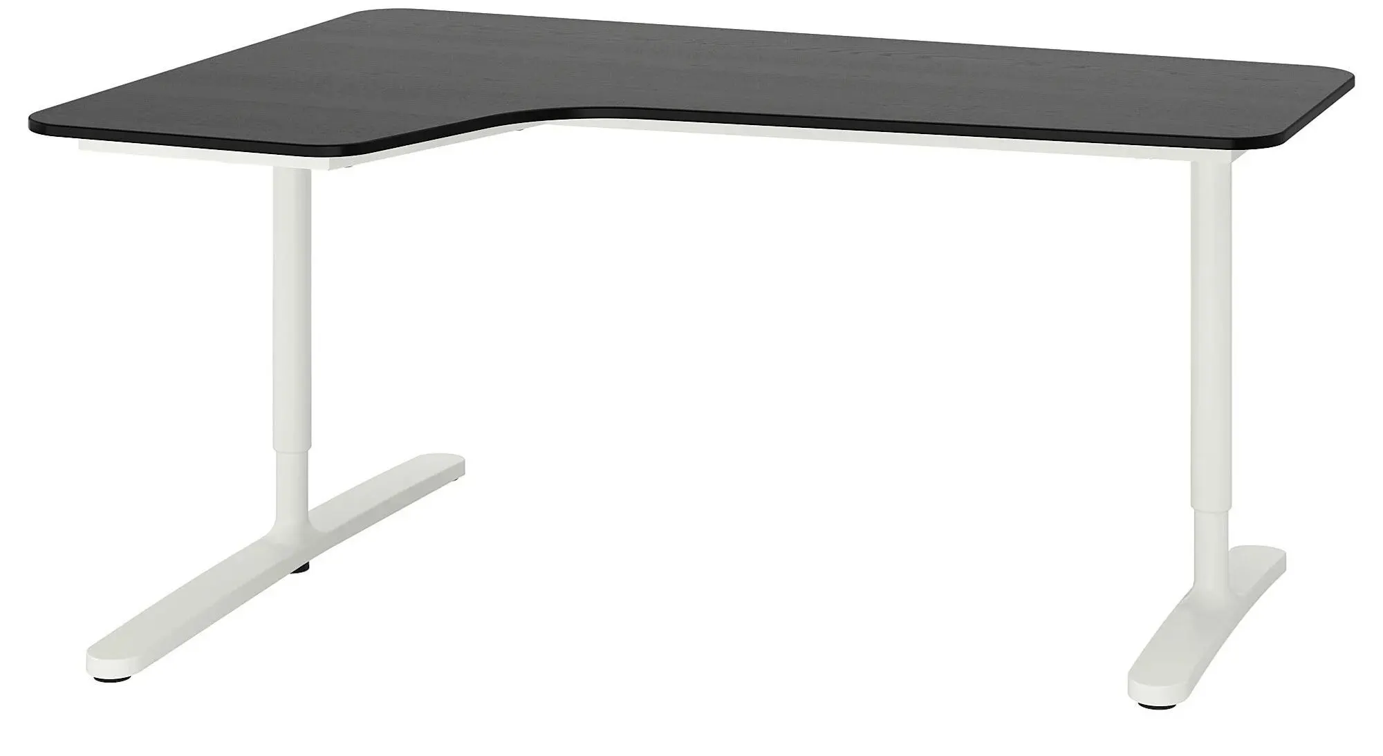 Masa de birou Ikea Bekant colt stanga 160x110 (Furnir Frasin/Vopsit Negru/Alb) - 2