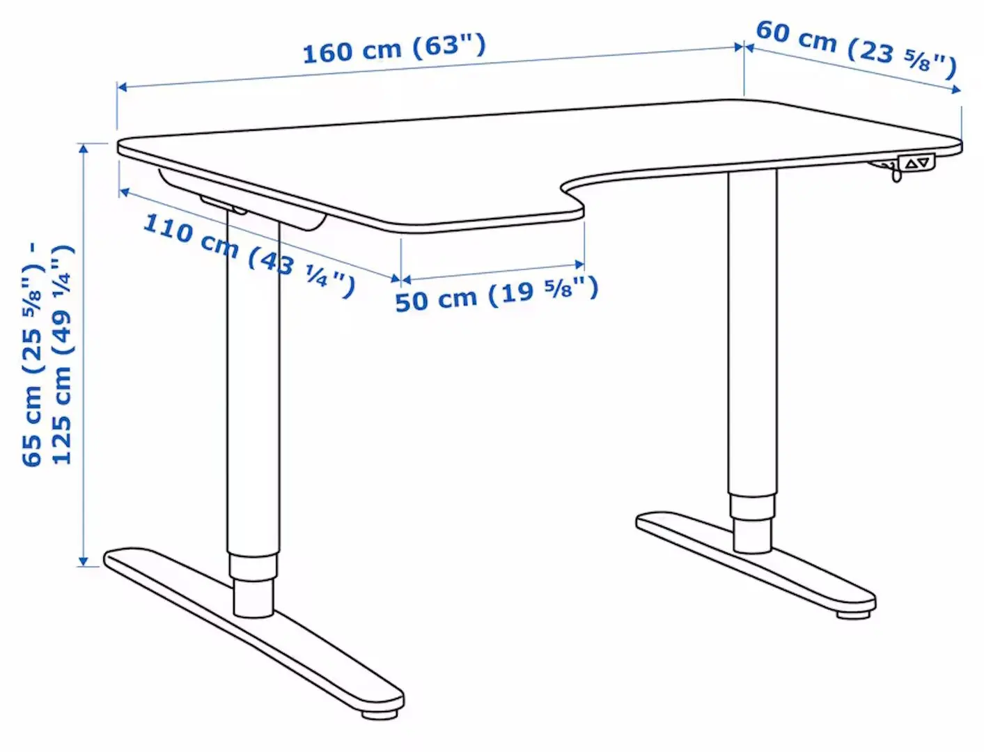 Masa de birou Ikea Bekant colt stanga 160x110 (Furnir Frasin/Vopsit Negru/Alb) - 5