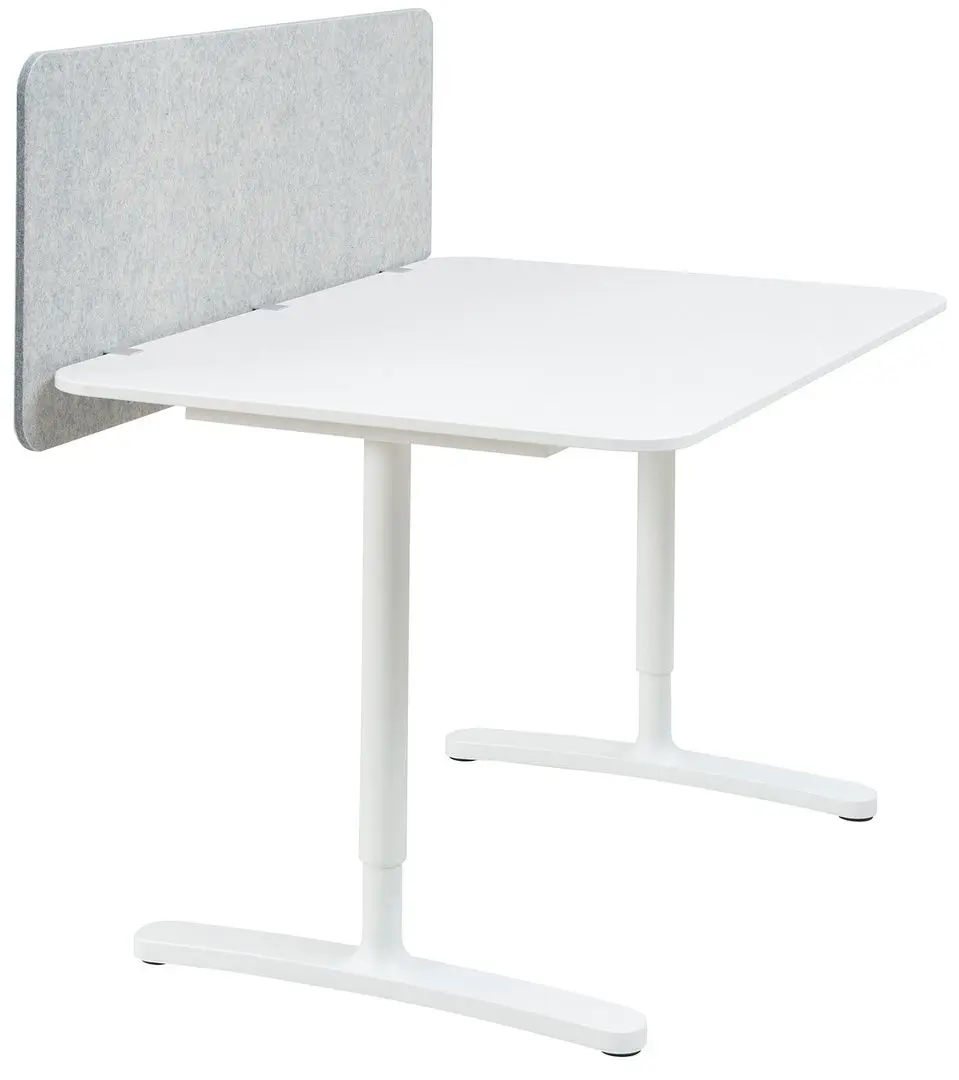 Masa de birou Ikea Bekant cu paravan 120x80 48 (Alb/Gri)