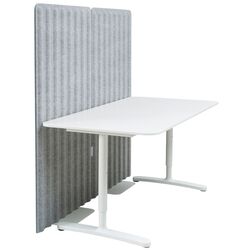 Masa de birou Ikea Bekant cu paravan 160x80 150 (Alb/Gri) Thumb