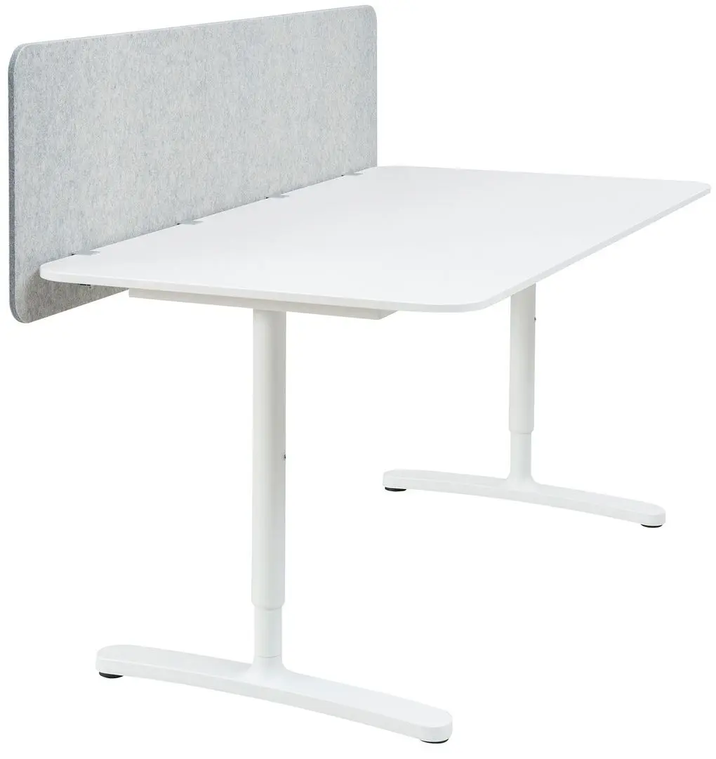 Masa de birou Ikea Bekant cu paravan 160x80 48 (Alb/Gri)