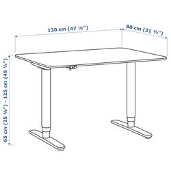 Masa de birou Ikea Bekant cu înălțime electro-reglabilă 120x80 (Alb) Thumb