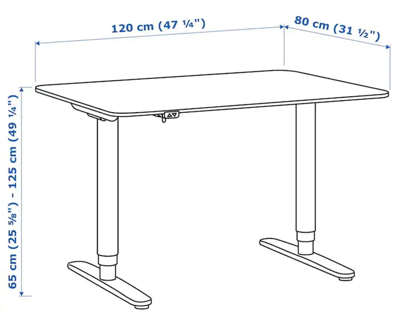 Masa de birou Ikea Bekant cu înălțime electro-reglabilă 120x80 (Alb) - 7