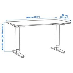 Письменный стол Ikea Bekant с электро-регулировкой высоты 160x80 (Белый/Черный) Thumb