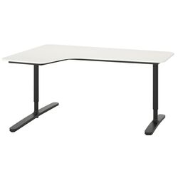 Masa de birou Ikea Bekant colt stanga 160x110 (Alb/Negru) Thumb
