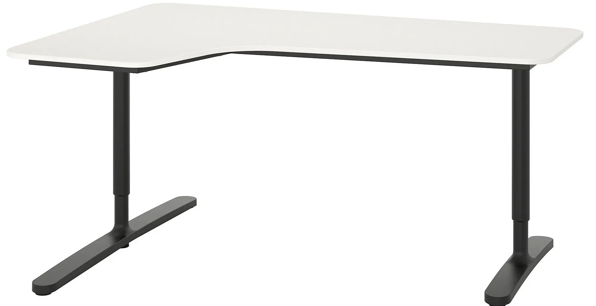 Masa de birou Ikea Bekant colt stanga 160x110 (Alb/Negru)
