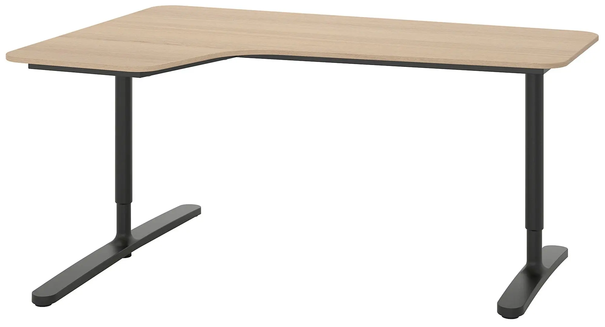 Masa de birou Ikea Bekant colt stanga/furnir stejar 160x110 (Alb/Negru)