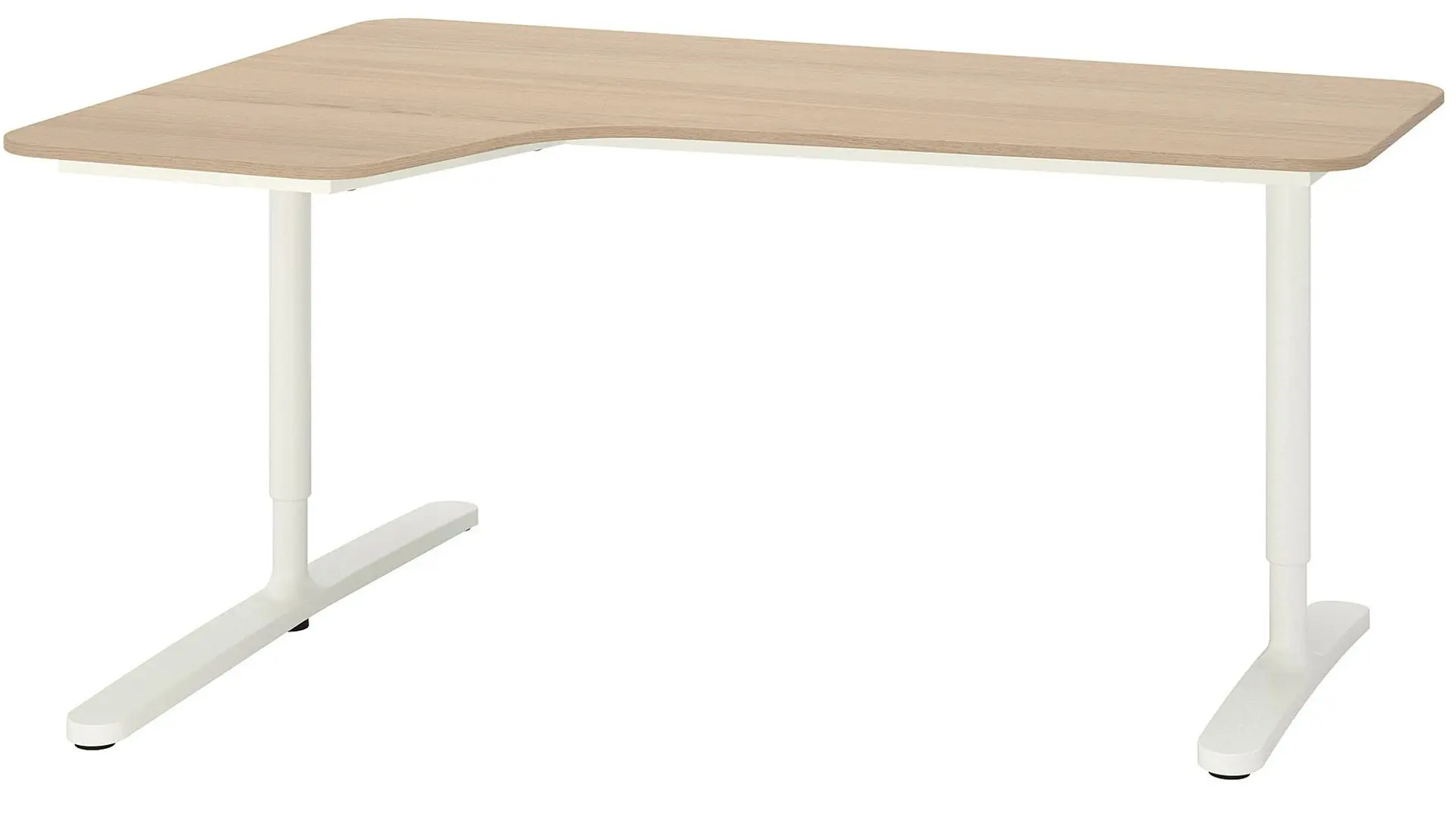 Masa de birou Ikea Bekant colt stanga/furnir stejar 160x110 (Alb)