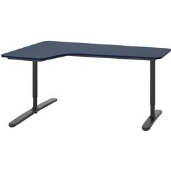 Masa de birou Ikea Bekant colt stanga/linoleum 160x110 (Albastru/Negru)