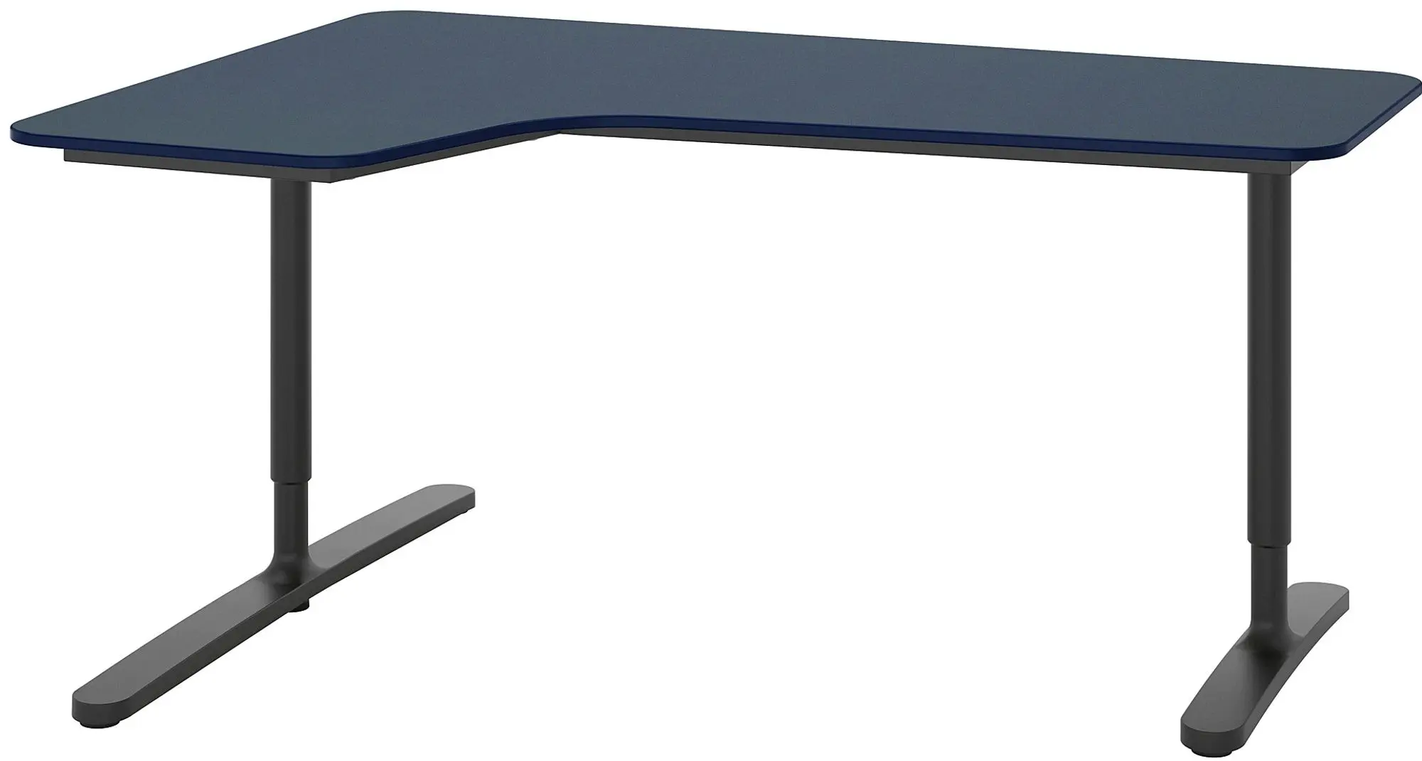 Masa de birou Ikea Bekant colt stanga/linoleum 160x110 (Albastru/Negru)