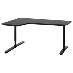 Masa de birou Ikea Bekant colt stanga/furnir frasin 160x110 (Negru)