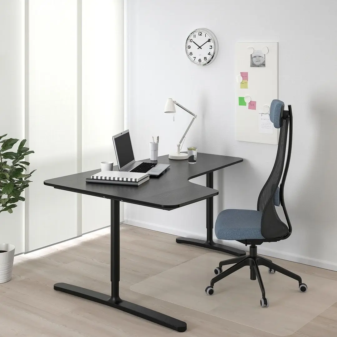 Письменный стол Ikea Bekant левый угол/ясеневый шпон 160x110 (Черный)