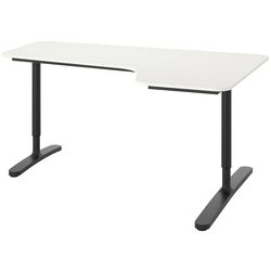 Masa de birou Ikea Bekant colt dreapta 160x110 (Alb/Negru) Thumb