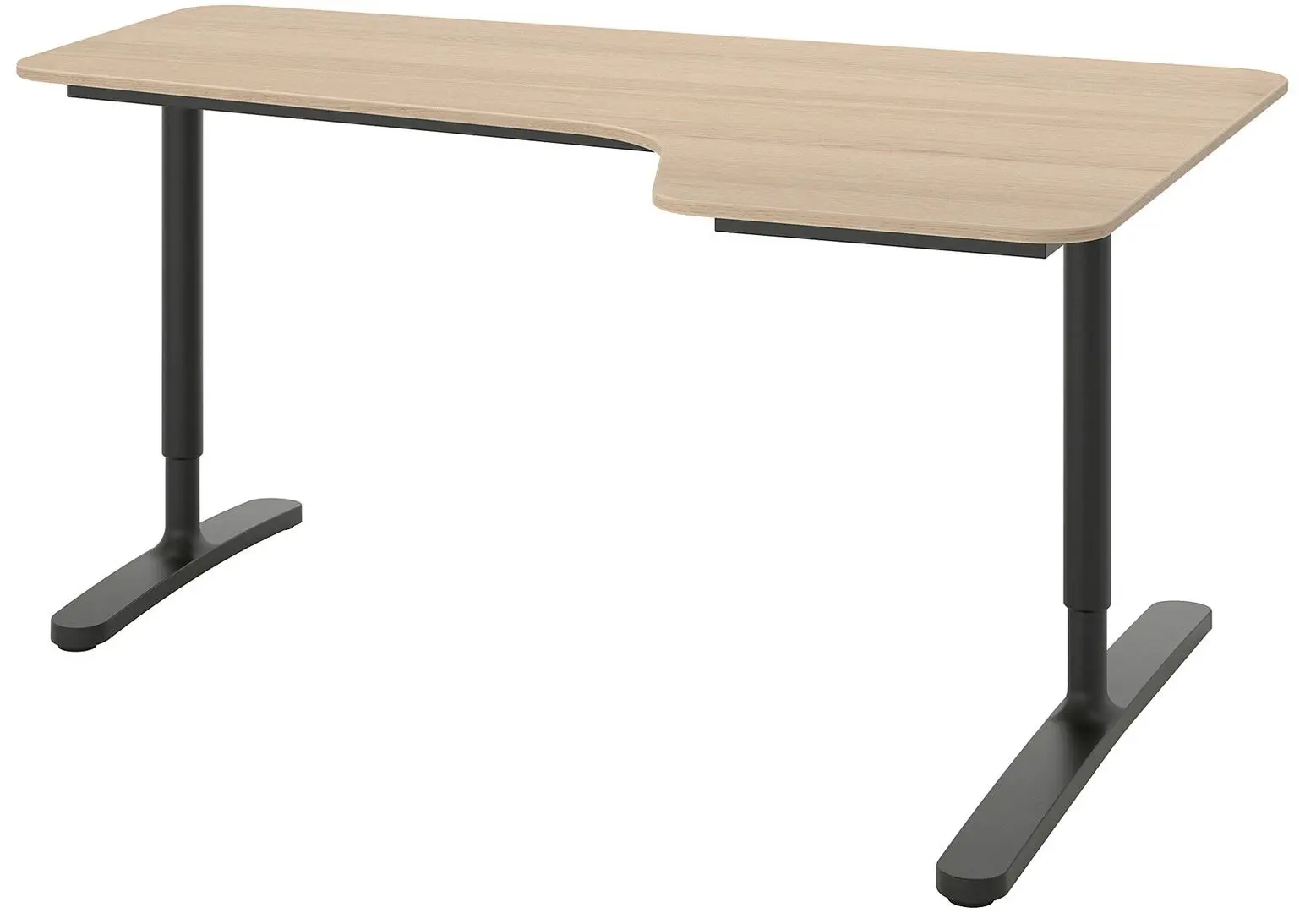 Masa de birou Ikea Bekant colt dreapta/furnir stejar 160x110 (Alb/Negru)