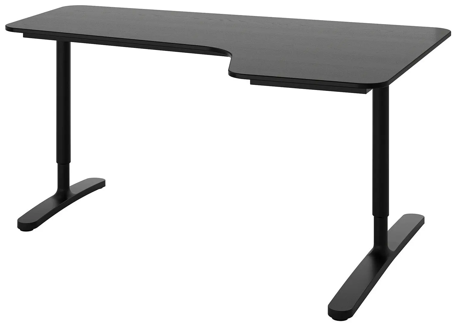 Masa de birou Ikea Bekant colt dreapta/furnir frasin 160x110 (Negru)