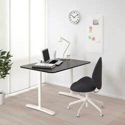 Masa de birou Ikea Bekant furnir frasin 120x80 (Negru/Alb) Thumb