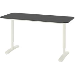 Masa de birou Ikea Bekant furnir frasin 140x60 (Negru/Alb) Thumb