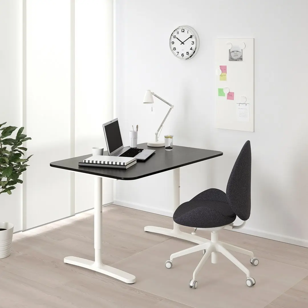 Masa de birou Ikea Bekant furnir frasin 140x60 (Negru/Alb) - 4