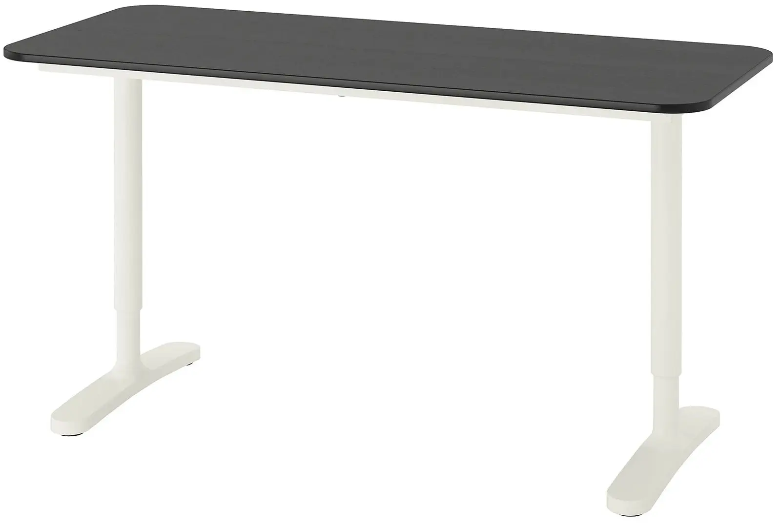 Masa de birou Ikea Bekant furnir frasin 140x60 (Negru/Alb)