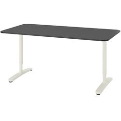 Masa de birou Ikea Bekant furnir frasin 160x80 (Negru/Alb) Thumb