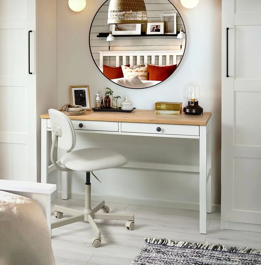 Masa de birou Ikea Hemnes 120x47 (Alb/Maro Deschis)