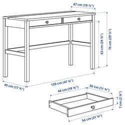 Masa de birou Ikea Hemnes 120x47 (Negru-maro/Maro Deschis) Thumb