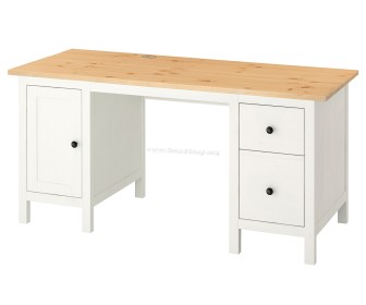 Письменный стол Ikea Hemnes 155x65 (Белая Морилка/Cветло-коричневый)