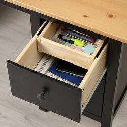 Masa de birou Ikea Hemnes 155x65 (Negru-Maro/Maro Deschis) Thumb