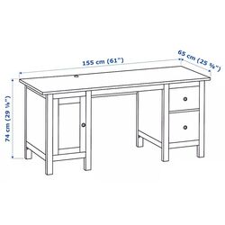 Masa de birou Ikea Hemnes 155x65 (Negru-Maro/Maro Deschis) Thumb