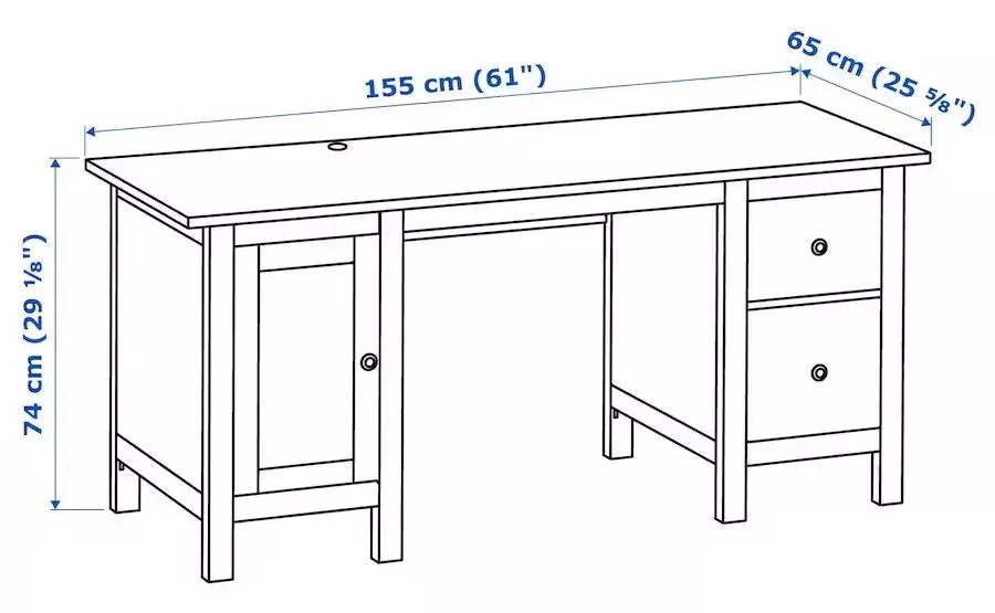 Masa de birou Ikea Hemnes 155x65 (Negru-Maro/Maro Deschis)