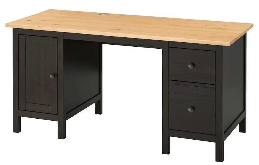 Masa de birou Ikea Hemnes 155x65 (Negru-Maro/Maro Deschis)